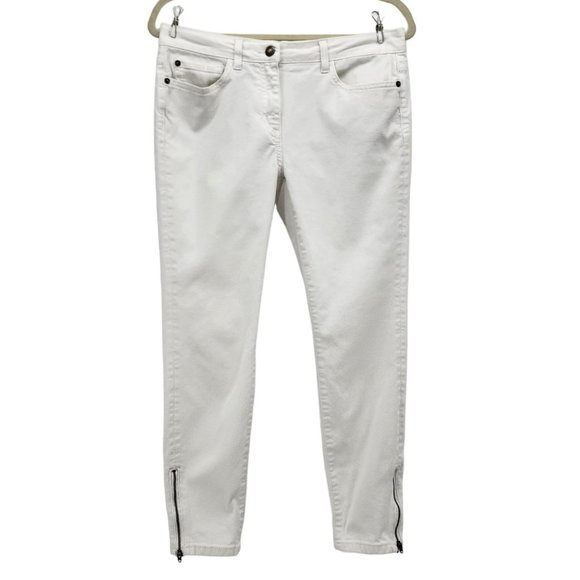 Boden Zipper Ankle White Denim Skinny Jeans Womens 8 - Picture 1 of 8